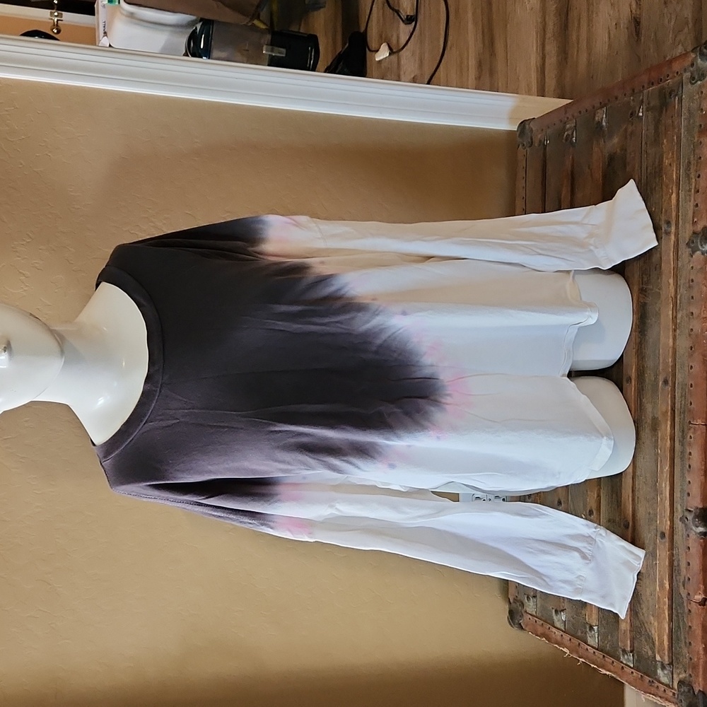 wild fable Long Sleeve Dip-Dye Tee in Black, White & Pink